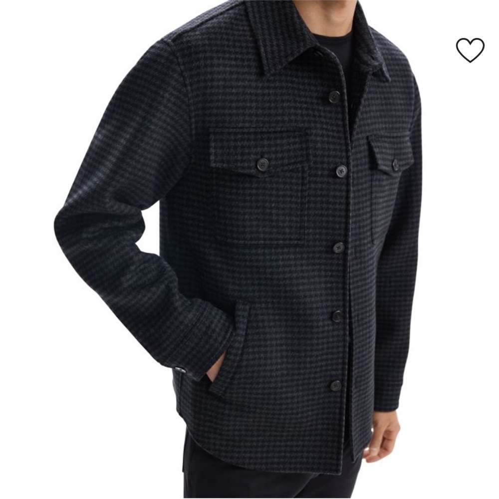 THEORY Houndstooth Wool-Cashmere Shirt Jacket size L - Picture 3 of 8